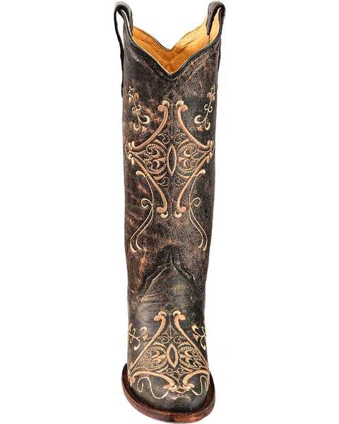 Image #4 - Circle G Women's Crackle Embroidered Western Boots - Snip Toe, , hi-res