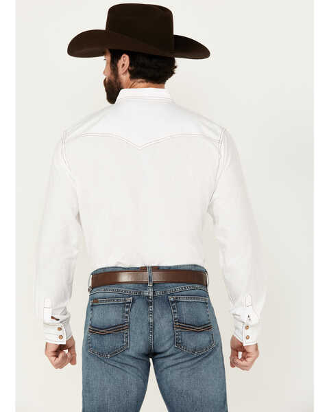Image #4 - Wrangler Retro Premium Men's White Solid Long Sleeve Western Shirt , White, hi-res