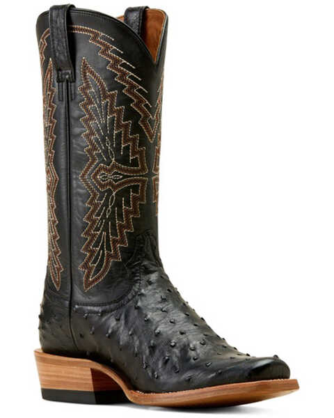 Ariat Men's Futurity Done Right Exotic Ostrich Western Boots - Square Toe , Black, hi-res