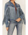 Image #2 - Rock & Roll Denim Women's Light Wash Tonal Suede Fringe Button-Down Denim Jacket , , hi-res