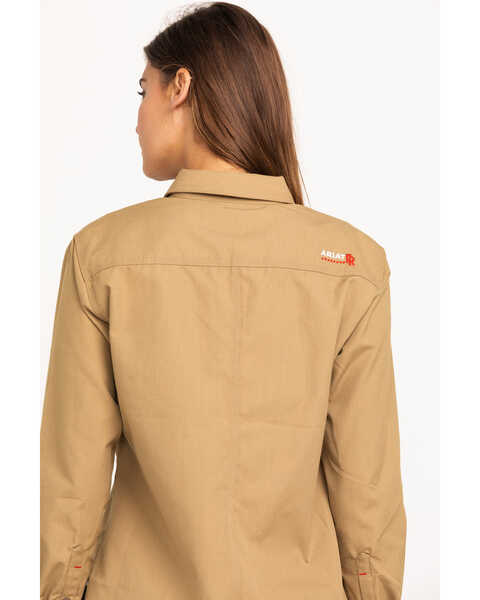 Image #5 - Ariat Women's FR Featherlight Long Sleeve Work Shirt , Beige/khaki, hi-res