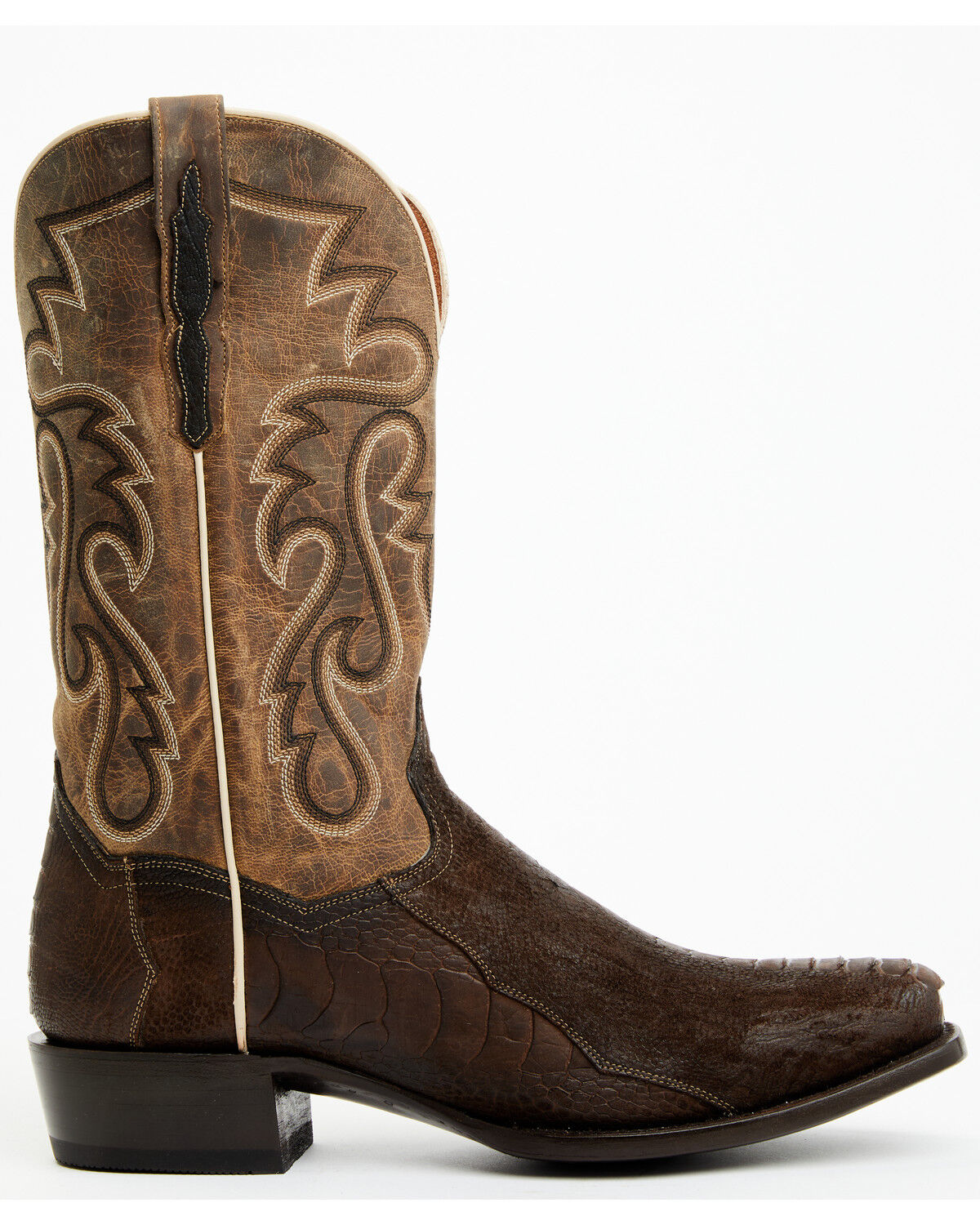 Image #3 - Dan Post Men's Exotic Ostrich Leg Western Boots - Square Toe, Chocolate, hi-res