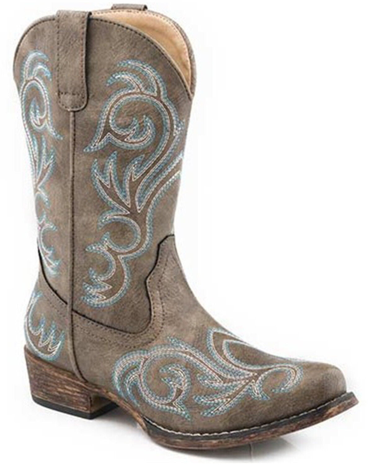 Image #1 - Roper Little Girls' Riley Western Boots - Snip Toe, Brown, hi-res