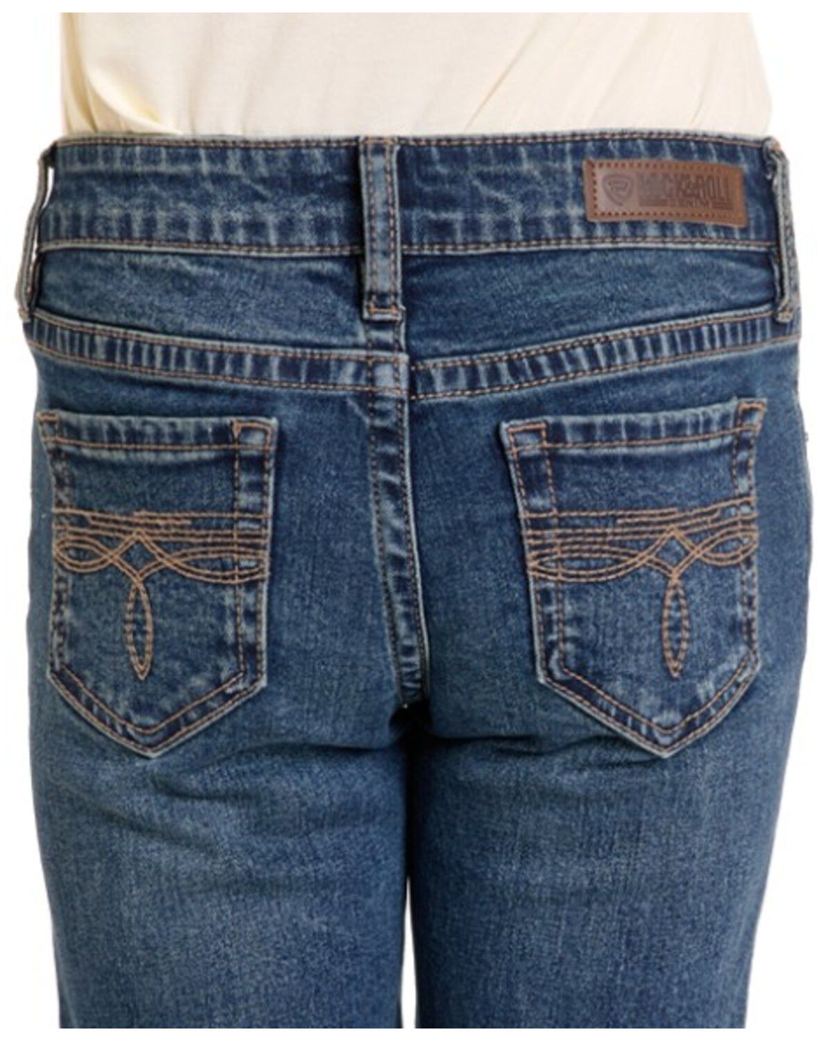 Image #2 - Rock & Roll Denim Girls' Medium Wash Boot Stitch Bootcut Denim Jeans, Medium Wash, hi-res