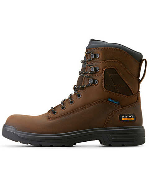 Image #2 - Ariat Men's 8" Turbo Waterproof Work Boots - Soft Toe , Brown, hi-res
