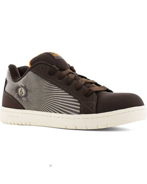 Volcom Men's Stone Skate Inspired Work Shoes - Composite Toe, Dark Brown, hi-res