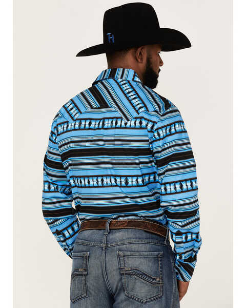 Image #4 - Rock & Roll Denim Men's Horizontal Southwestern Print Long Sleeve Snap Western Shirt , Turquoise, hi-res