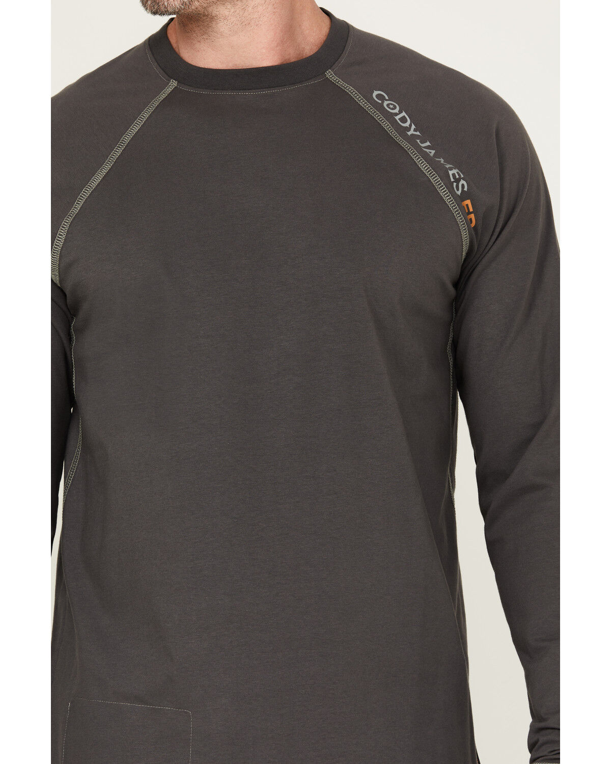Image #3 - Cody James Men's FR Long Sleeve Raglan Crew Work Shirt, Charcoal, hi-res