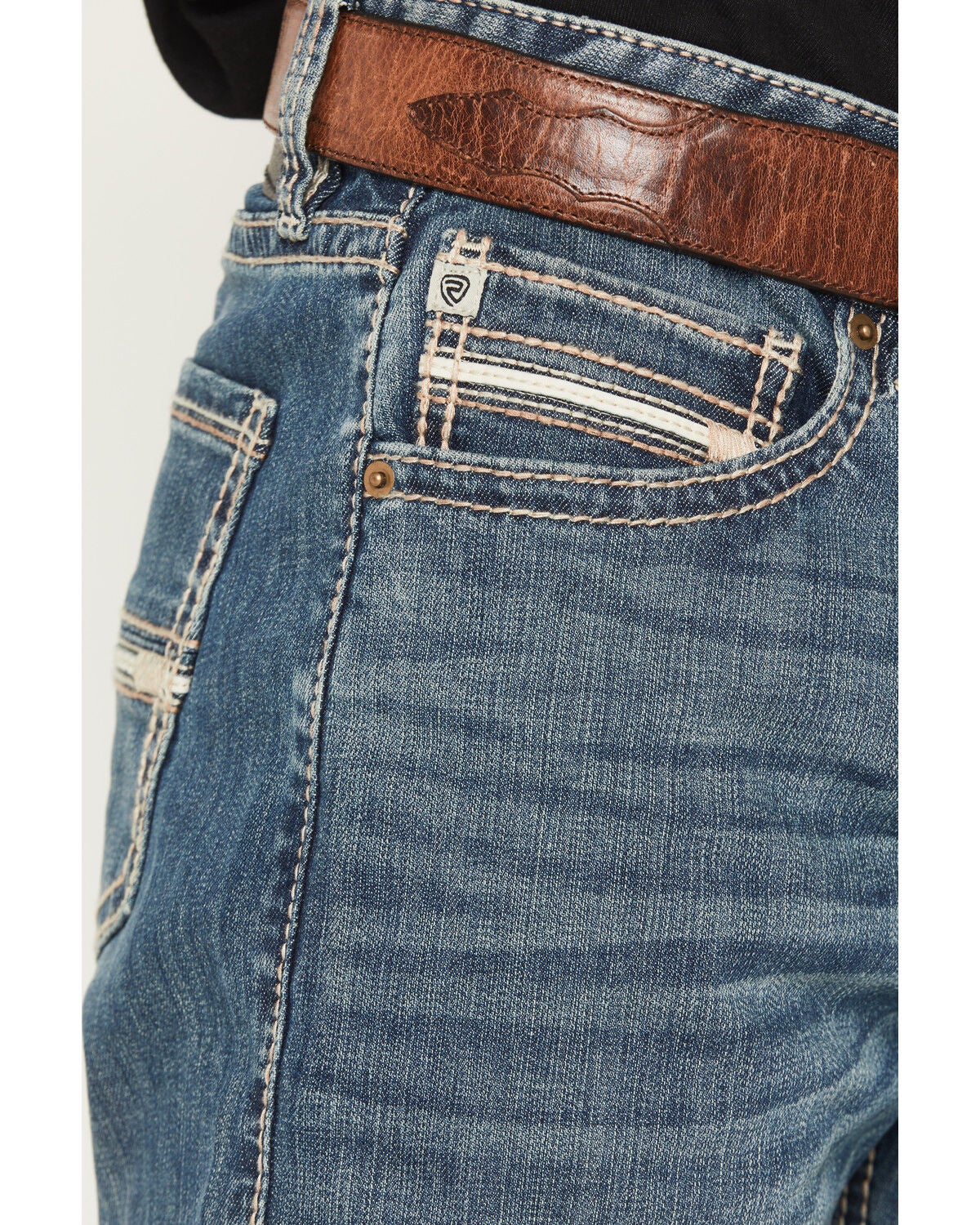 Image #2 - Rock & Roll Denim Men's Medium Wash Cannon Loose Fit Bootcut Reflex Stretch Denim Jeans, Medium Wash, hi-res