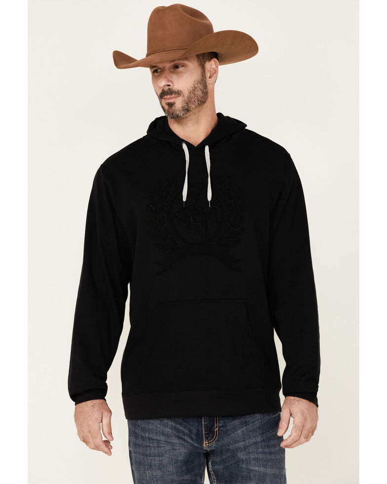 Cinch Men's Black Crest Logo Graphic Hooded Sweatshirt , Black, hi-res