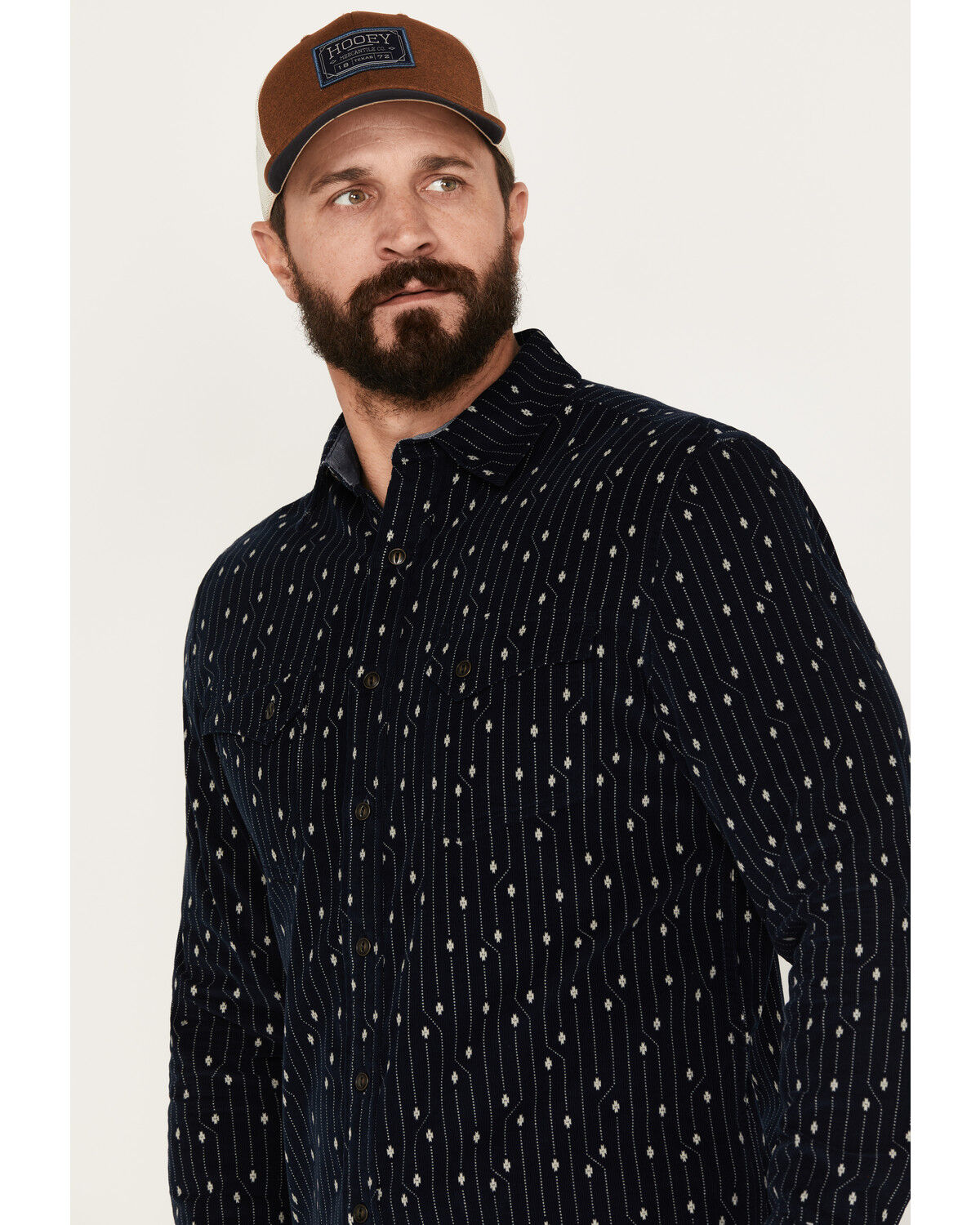Image #2 - Pendleton Men's Corduroy Long Sleeve Western Snap Shirt, Blue, hi-res