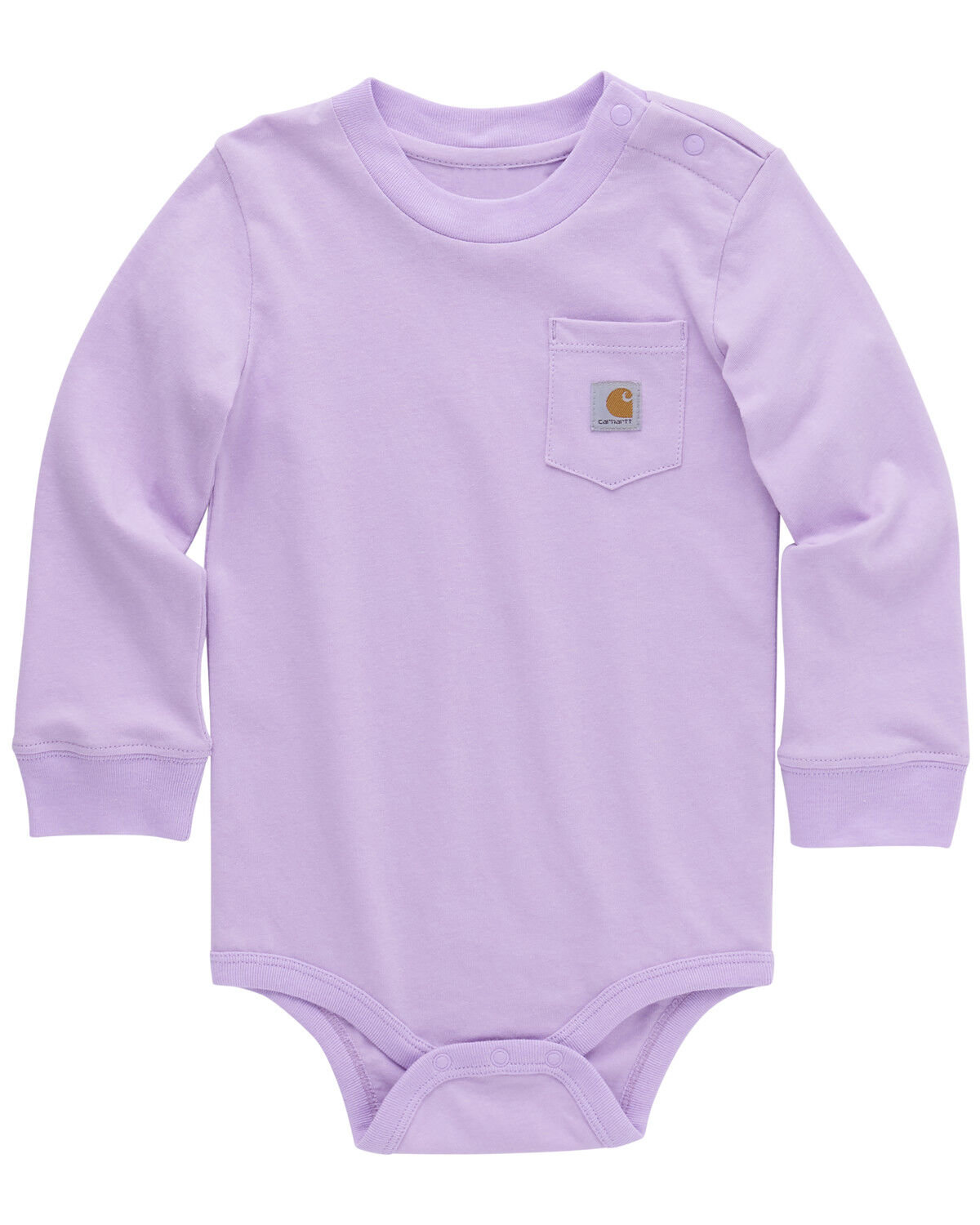 Image #1 - Carhartt Infant Girls' Long Sleeve Pocket Onesie, Purple, hi-res