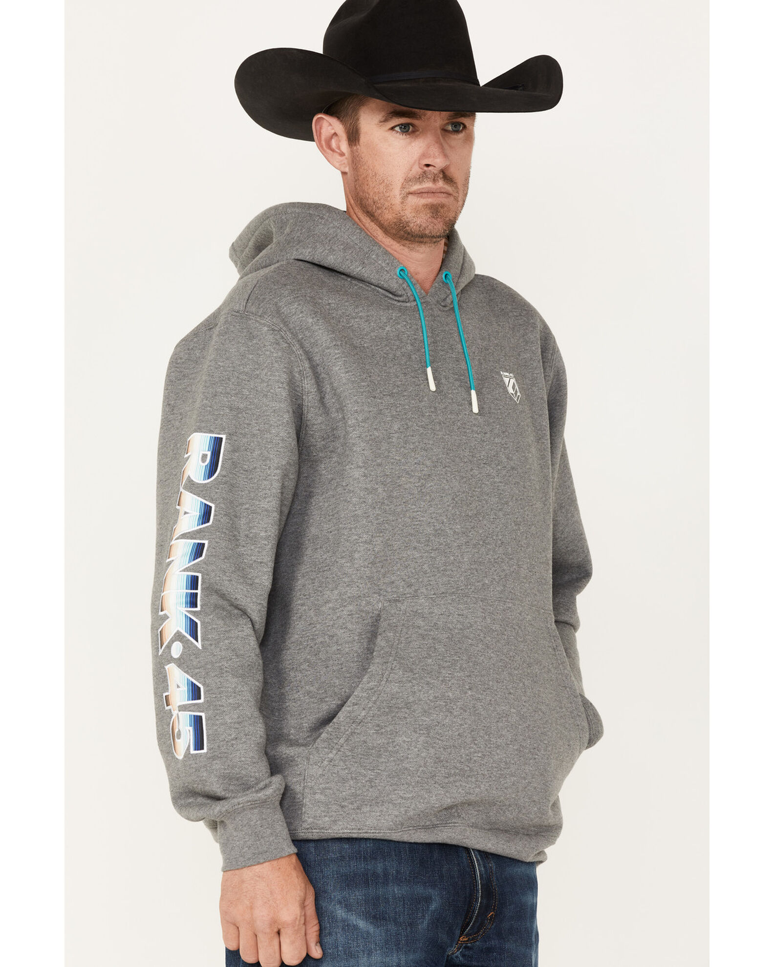 Product Name: RANK 45® Men's Striped Logo Sleeve Hooded Sweatshirt