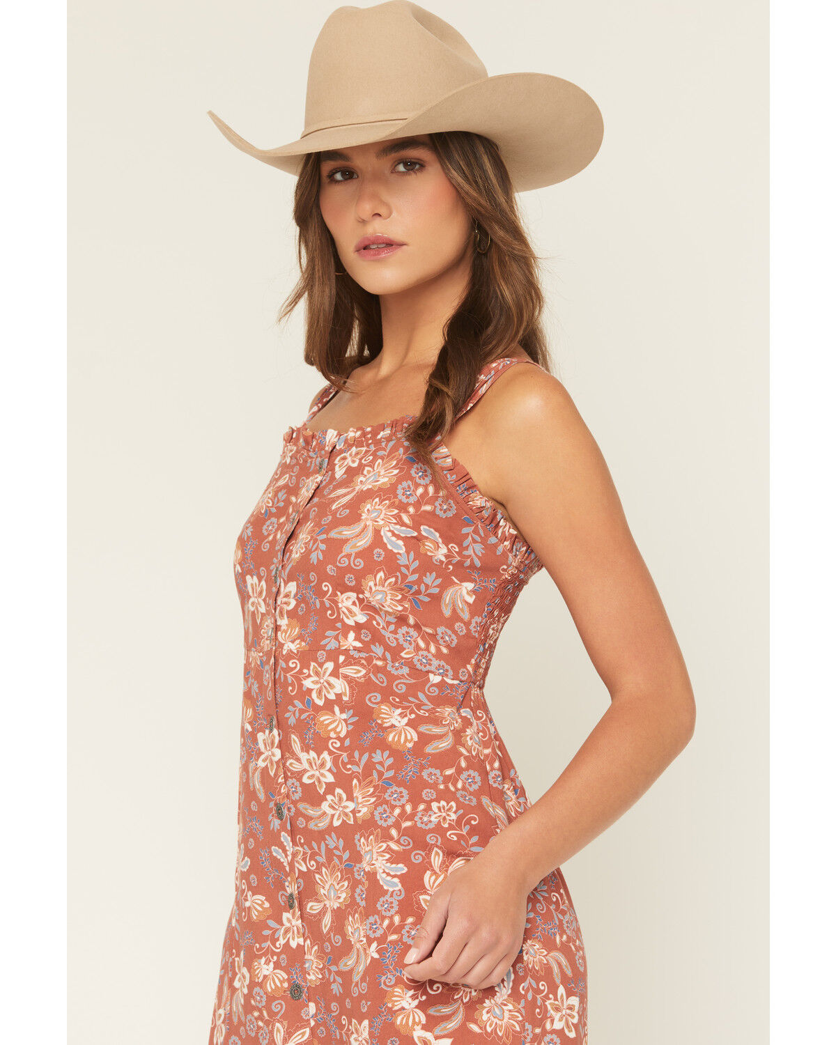 Image #3 - Cotton & Rye Women's Floral Print Sleeveless Button-Down Midi Dress, Rust Copper, hi-res