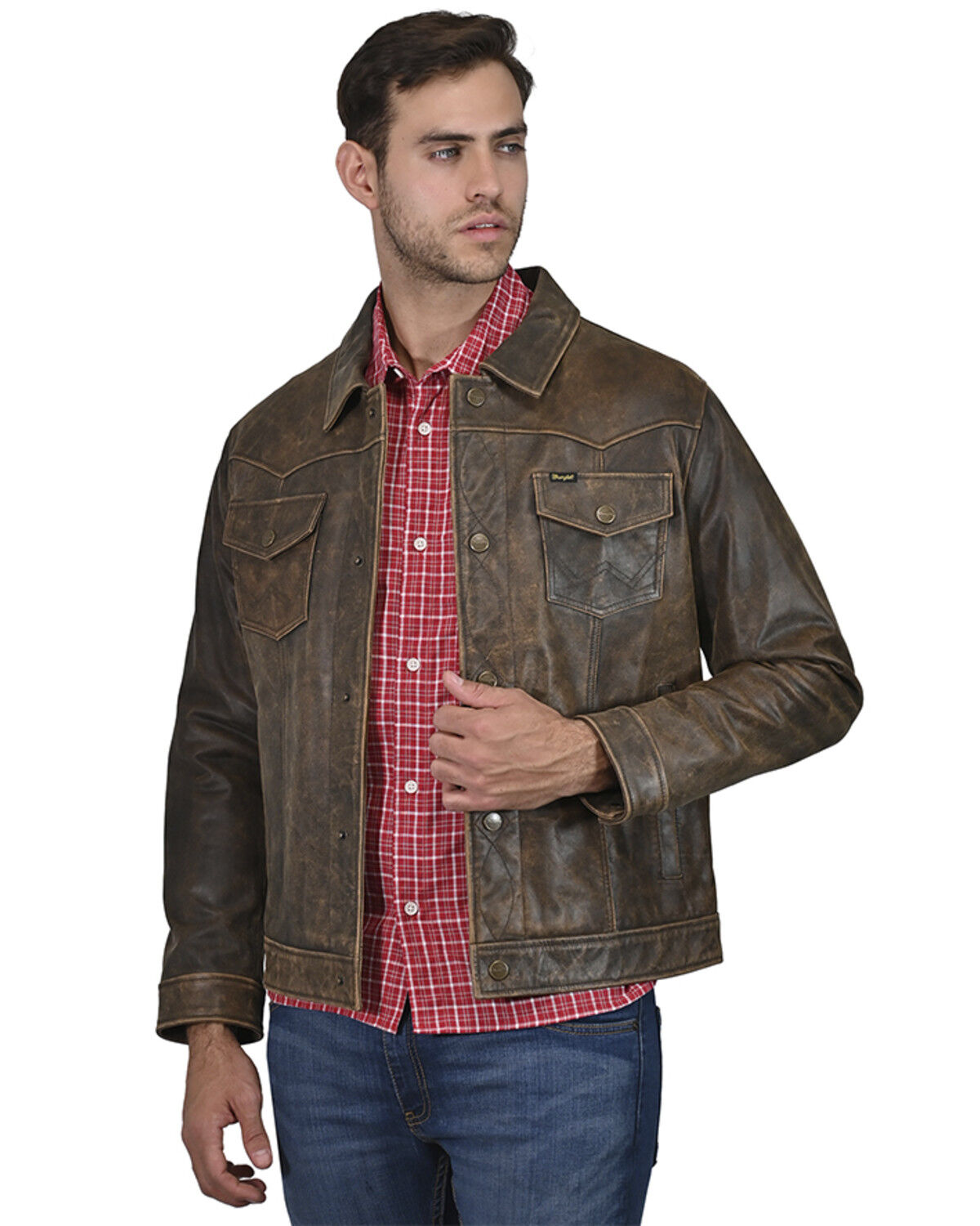 Image #1 - Wrangler Men's Vintage Trucker Jacket, Dark Brown, hi-res