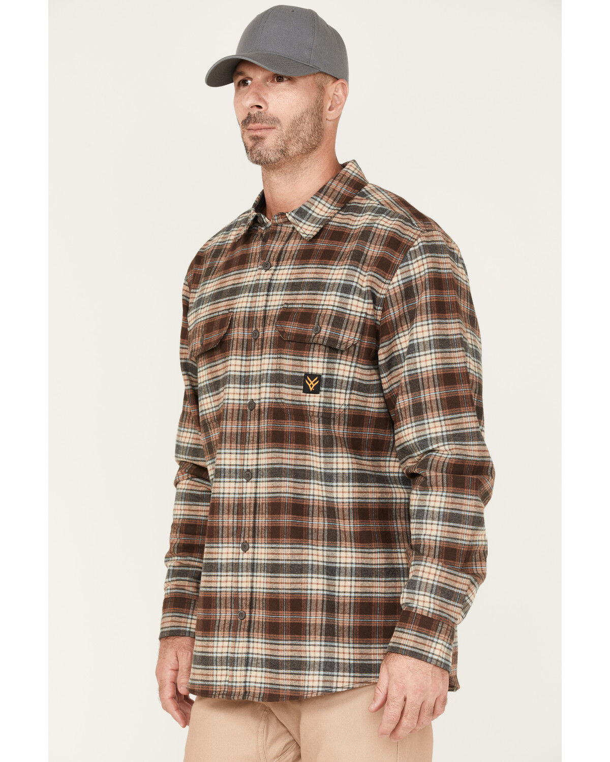 Image #2 - Hawx Men's Plaid Button-Down Flannel Work Shirt, Brown, hi-res