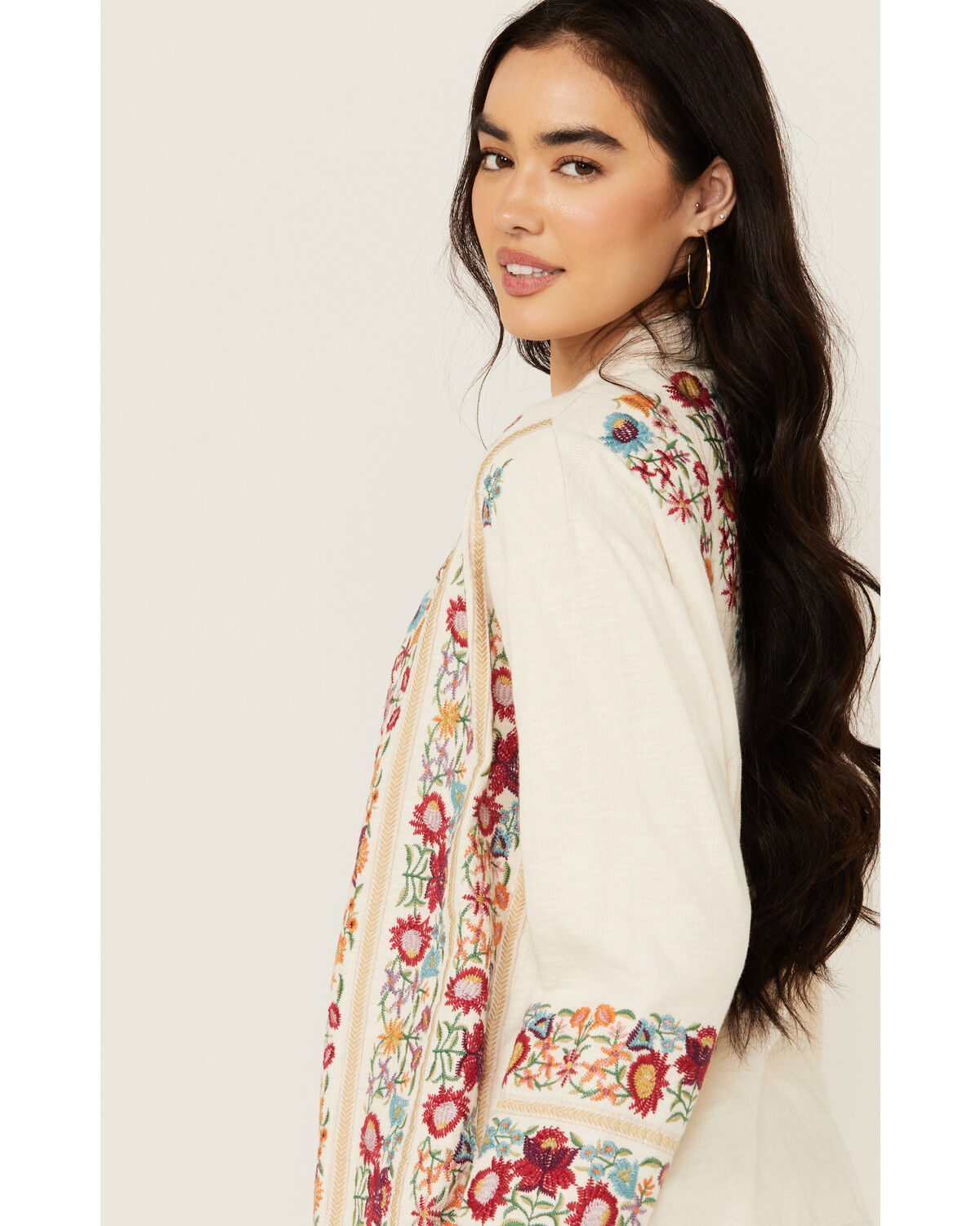 Image #2 - Johnny Was Women's Embroidered Floral Sweater, White, hi-res