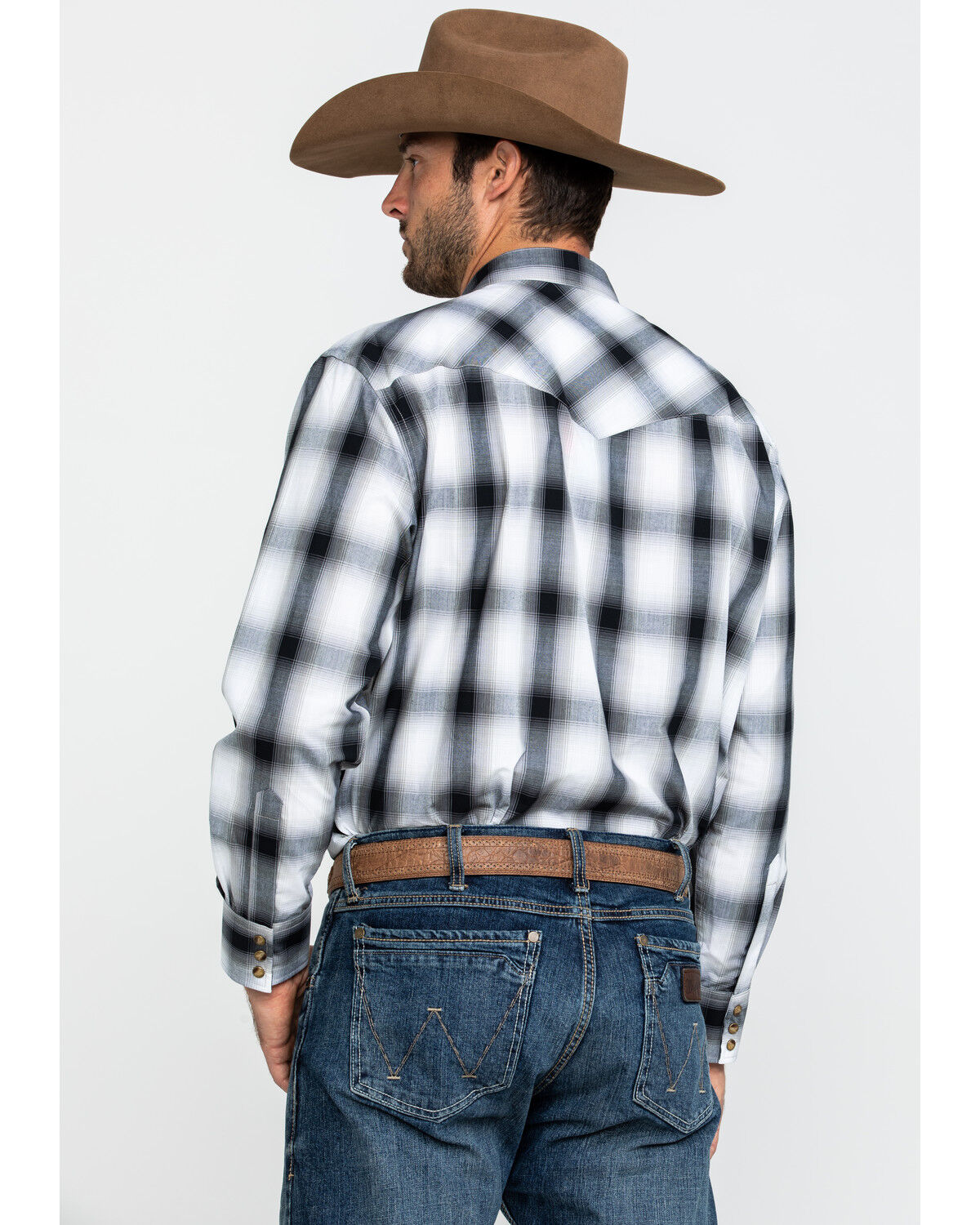 Image #2 - Pendleton Men's White Frontier Large Plaid Long Sleeve Snap Western Shirt, White, hi-res