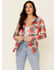 Wrangler Women's Red Plaid Long Sleeve Hooded Snap Western Shirt, Red, hi-res
