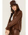 Image #2 - Ariat Women's Talk of the Town Faux Leather Top, Brown, hi-res