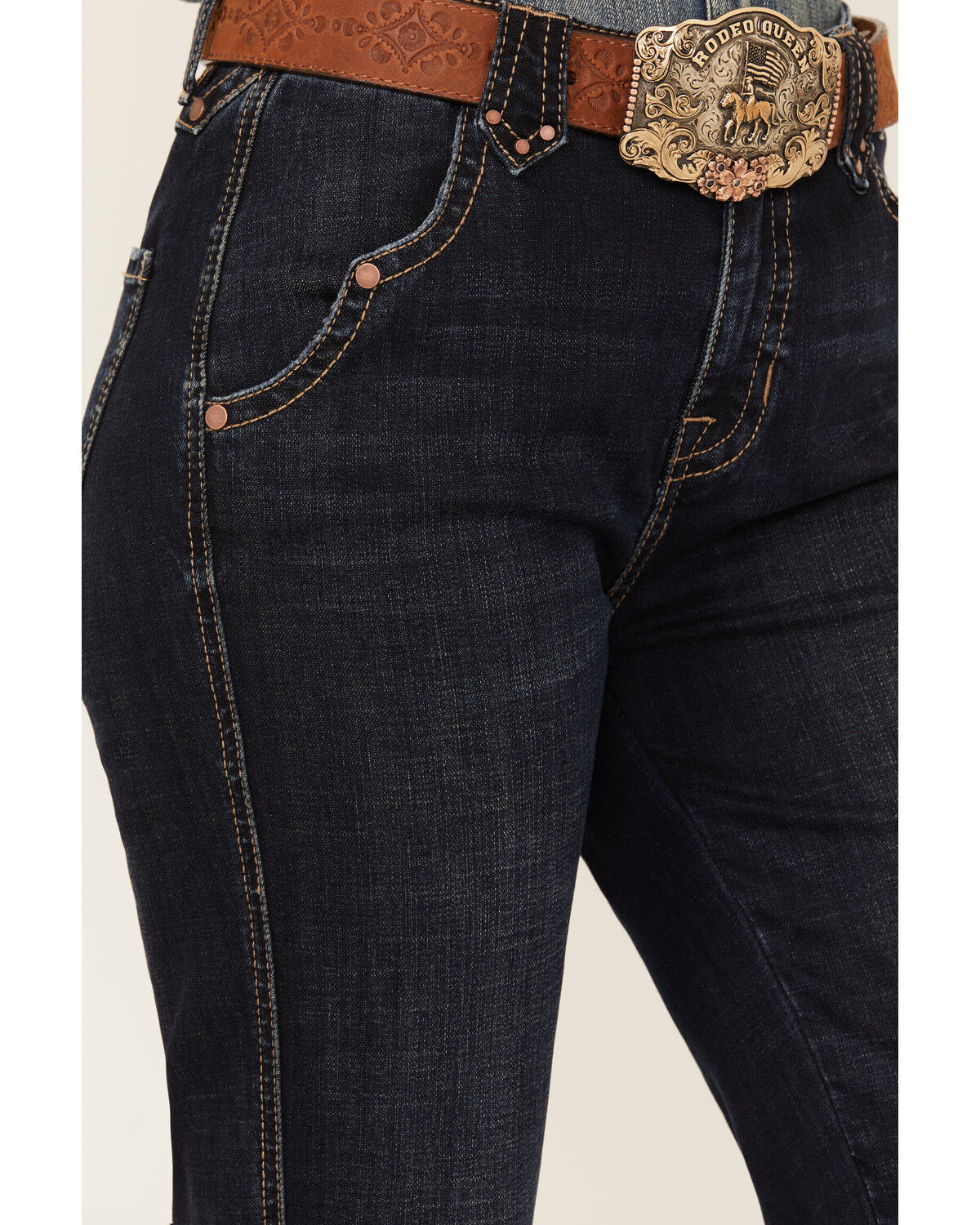 Image #2 - Rock & Roll Denim Women's Dark Wash High Rise Trouser Jeans, Blue, hi-res
