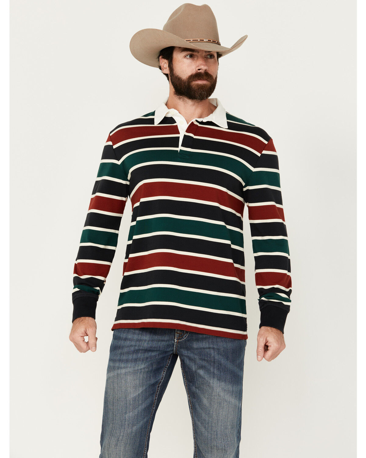 Image #1 - Pendleton Men's Decker Rugby Striped Long Sleeve Polo Shirt, , hi-res