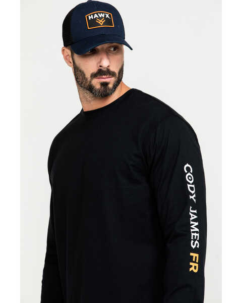 Image #5 - Cody James Men's FR Logo Long Sleeve Stretch Work Shirt , Black, hi-res