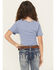 Image #4 - Fornia Girls' Solid Lettuce Edge Short Sleeve Top, Blue, hi-res