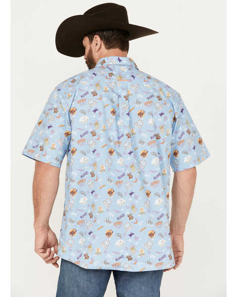 Image #4 - Ariat Men's Mauricio Print Classic Fit Short Sleeve Button-Down Western Shirt, Light Blue, hi-res