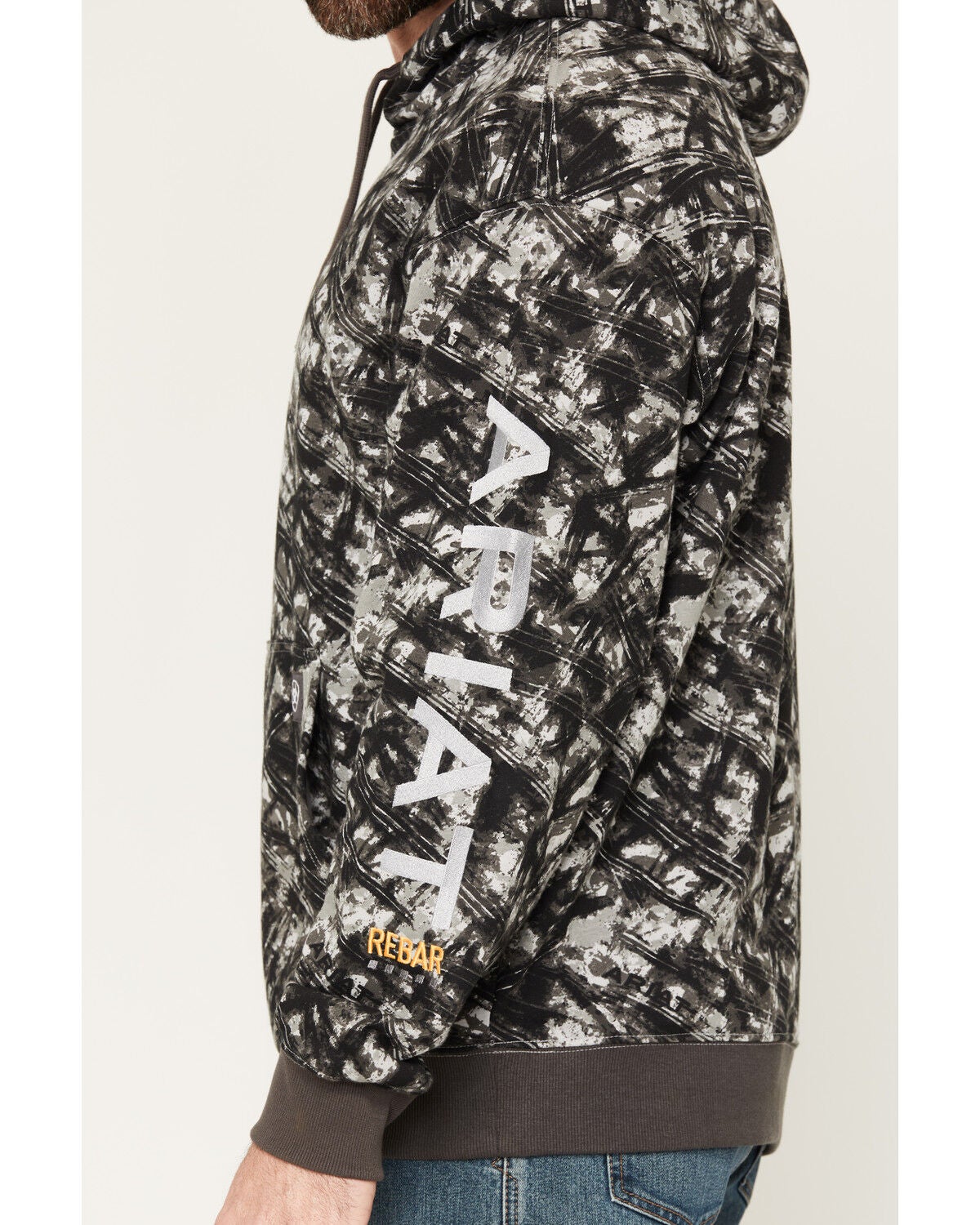 Image #3 - Ariat Men's Rebar Workman Camo Print Hooded Sweatshirt, Black, hi-res