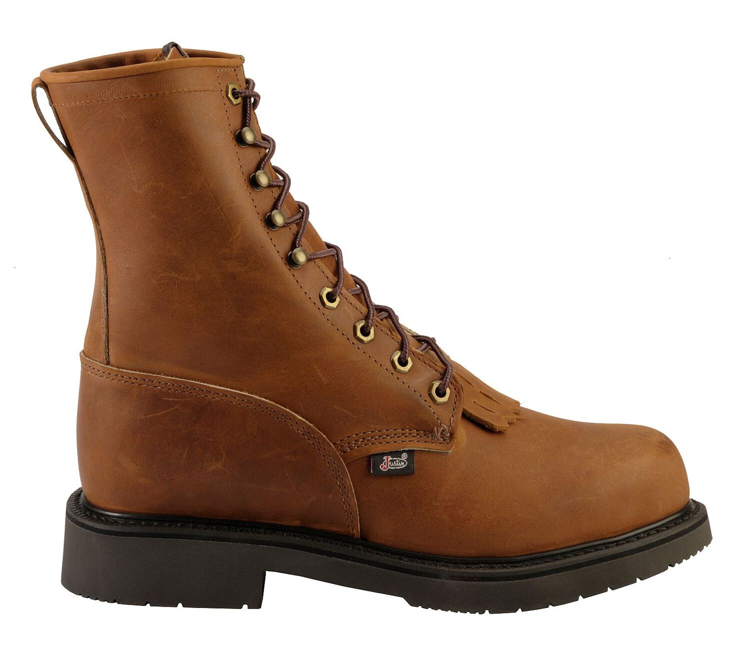 Image #2 - Justin Men's Cargo EH 8" Lace-Up Work Boots - Steel Toe, Bark, hi-res