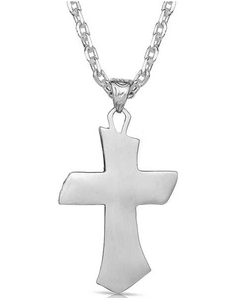 Image #2 - Montana Silversmiths Men's Inner Light Turquoise Cross Necklace, Silver, hi-res