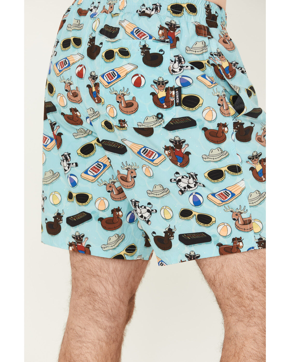 Image #4 - Cinch Men's Pool Party Print Stretch Board Shorts, Blue, hi-res