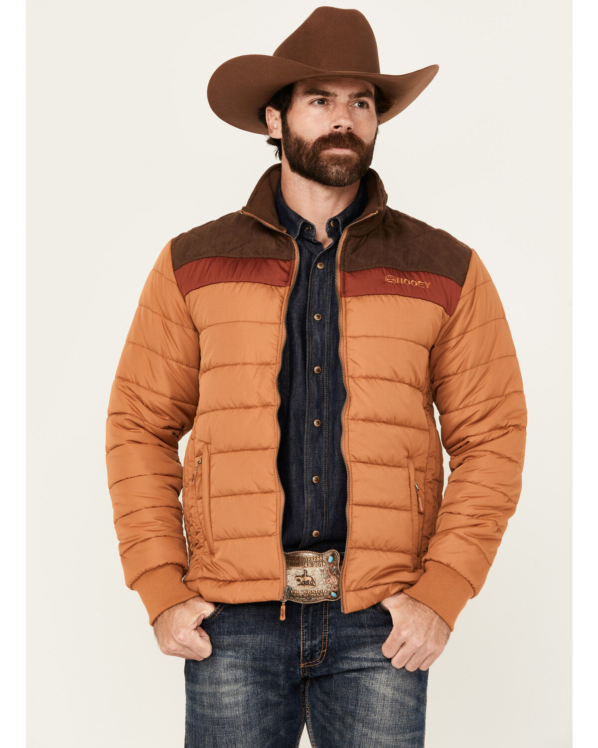 Image #1 - Hooey Men's Colorblock Packable Puffer Jacket, Tan, hi-res