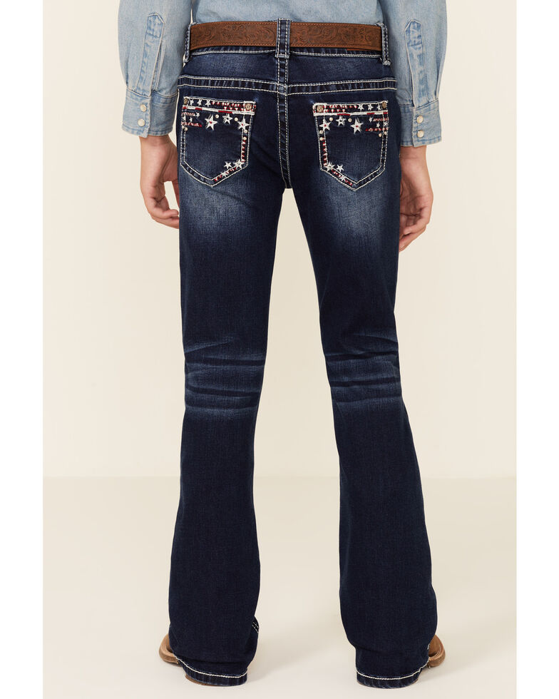 Shyanne Girls' Medium Wash Americana Pocket Embellished Bootcut Jeans - Little, Blue, hi-res