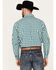 Image #4 - Panhandle Select Men's Plaid Print Long Sleeve Snap Western Shirt, Teal, hi-res