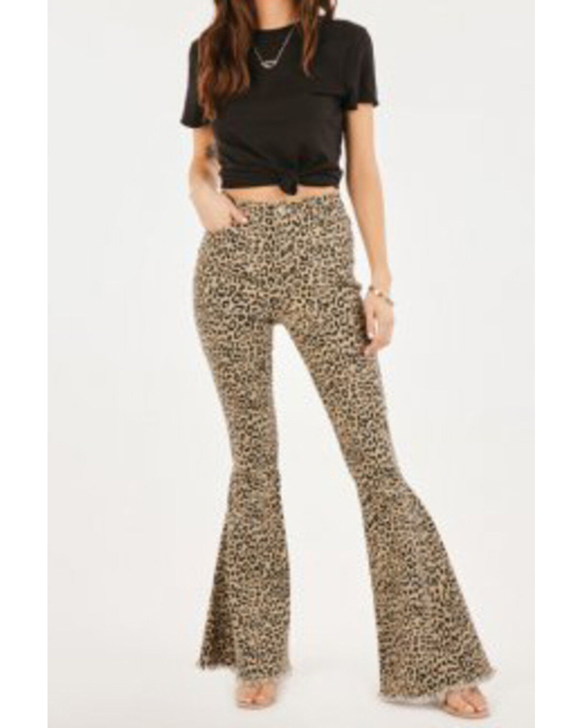 leopard flare jeans