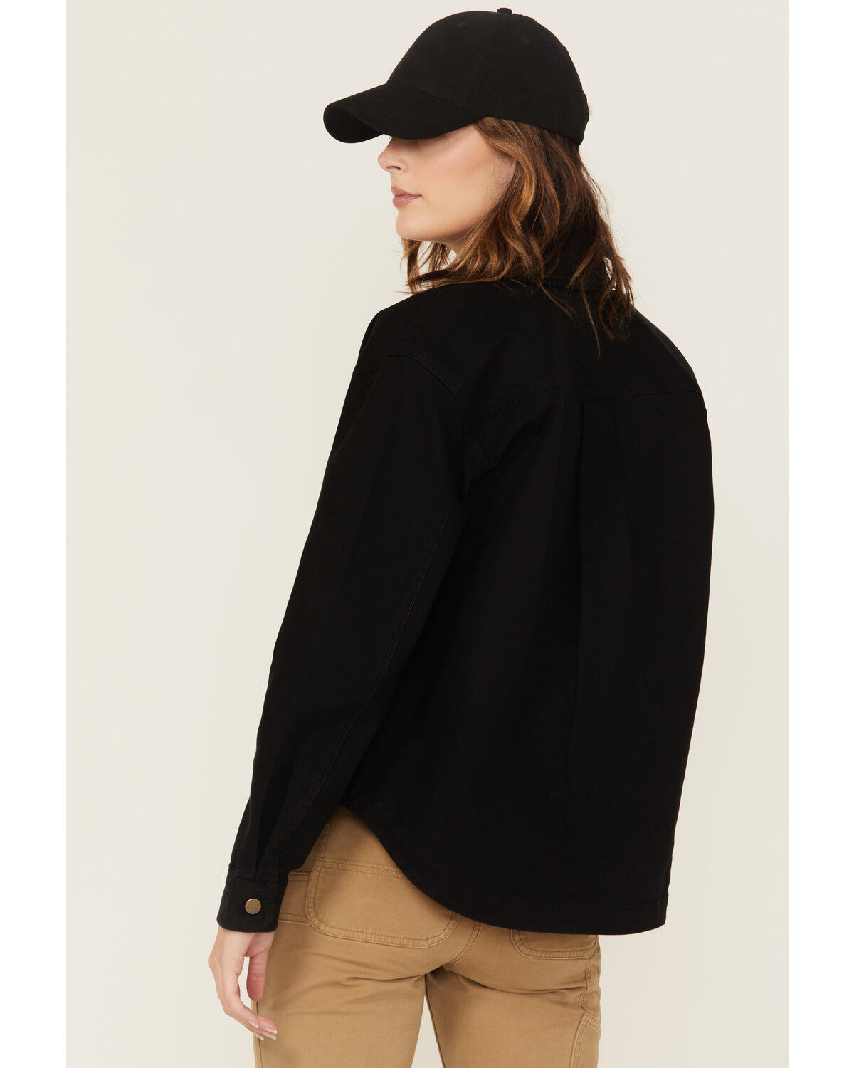 Image #4 - Carhartt Women's Rugged Flex® Loose Fit Heavyweight Duck Long Sleeve Button-Down Work Shirt, Black, hi-res