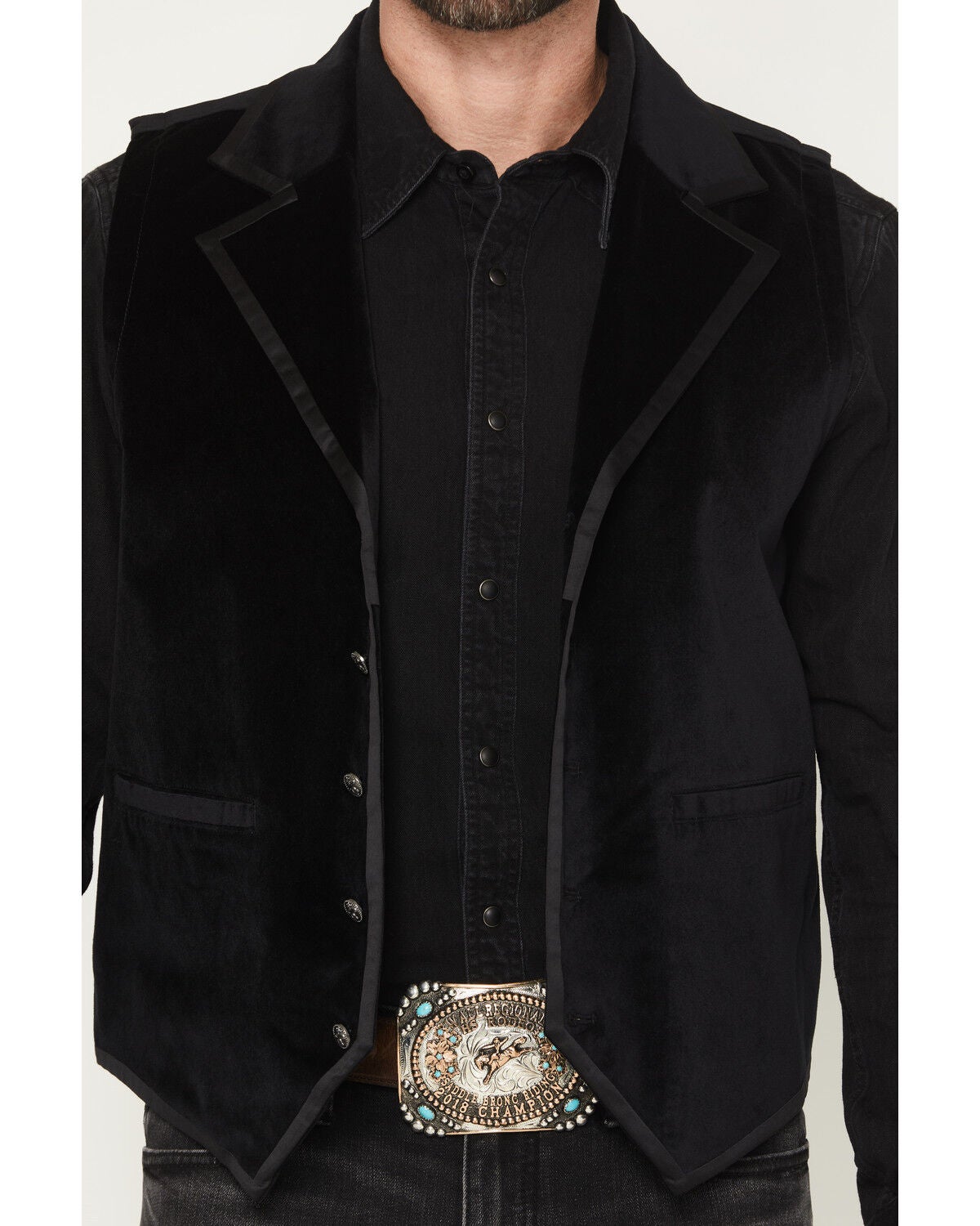 Image #3 - Moonshine Spirit&reg; Men's Single Breasted Velvet Vest, Black, hi-res