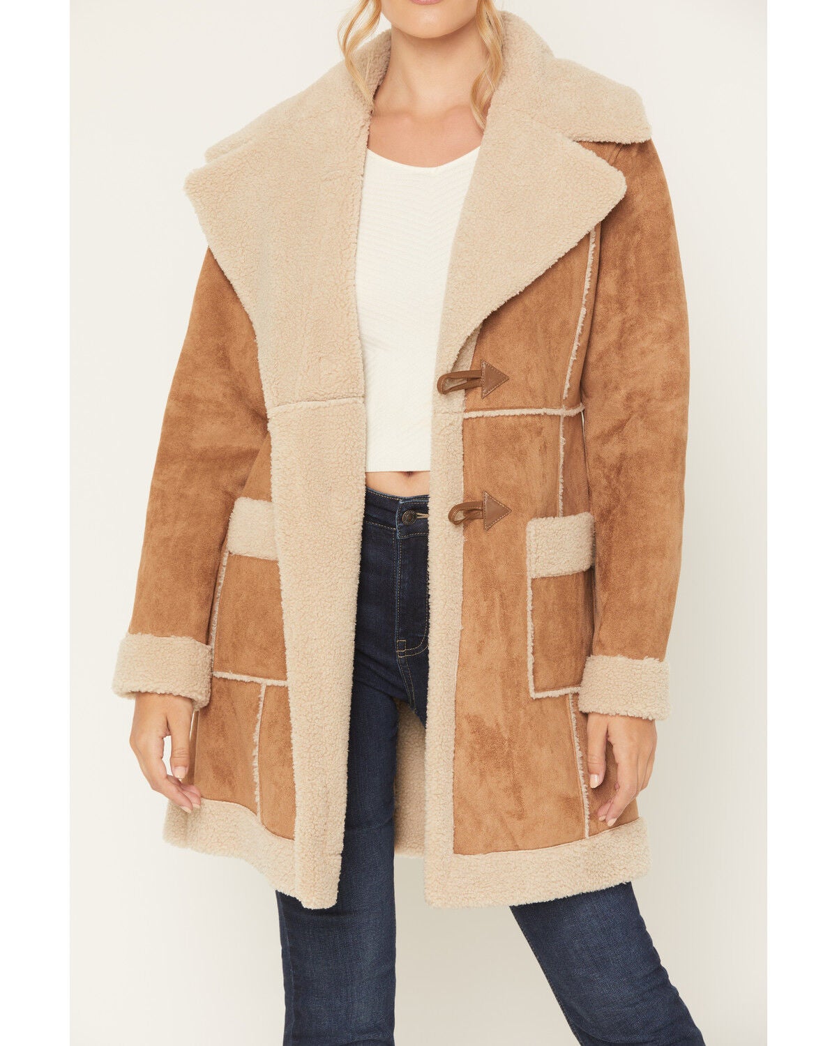 Image #3 - Panhandle Slim Women's Berber Lined Microsuede Coat, Camel, hi-res