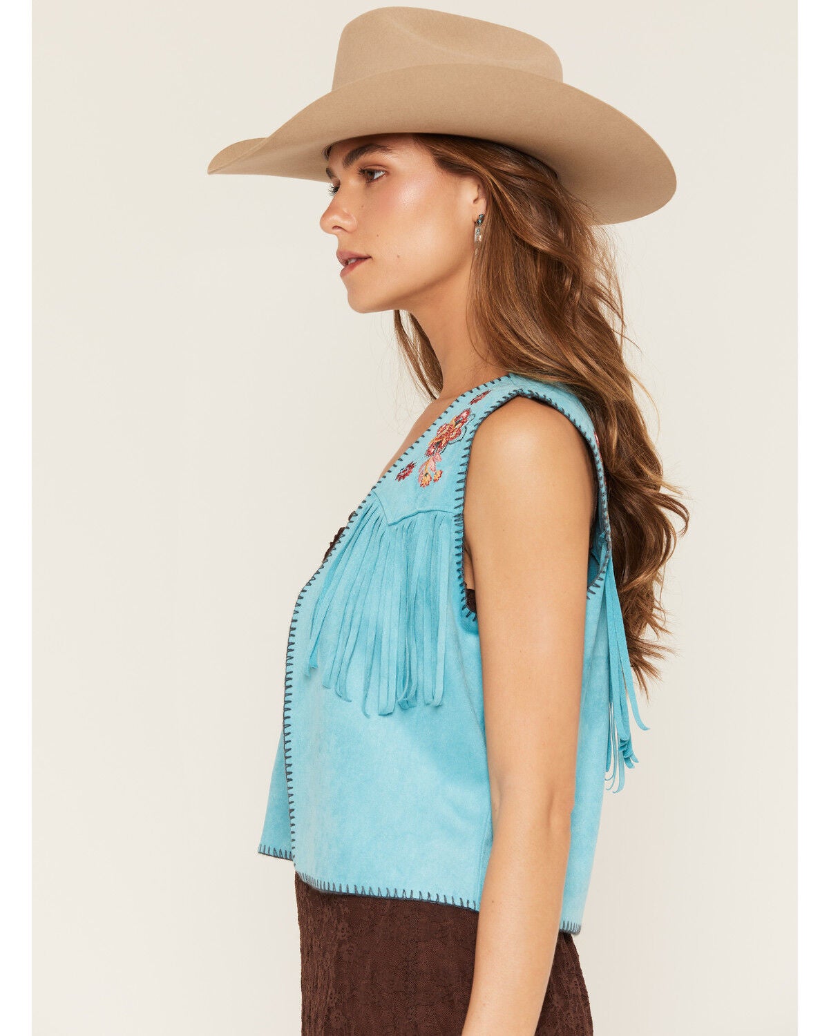 Image #2 - Shyanne Women's Faux Suede Fringe Vest, Bright Blue, hi-res