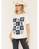 Image #1 - Shyanne Women's Western Checkerboard Short Sleeve Graphic Tee, Navy, hi-res