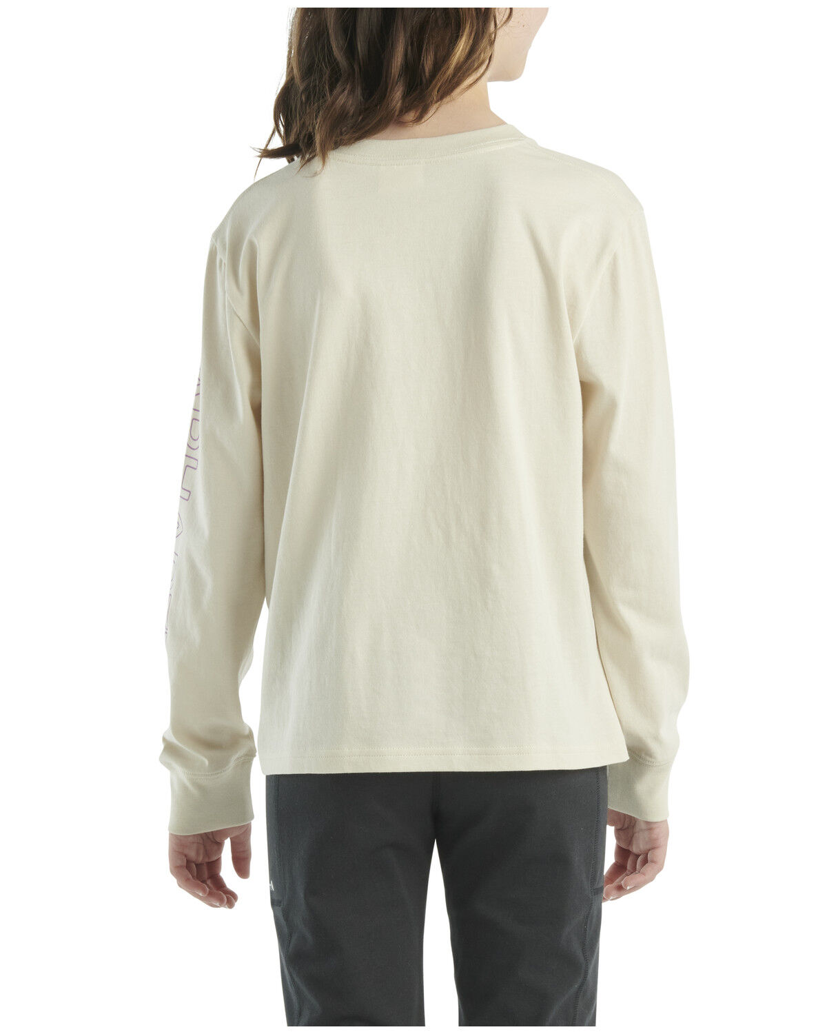 Image #3 - Carhartt Little Girls' Logo Long Sleeve Graphic Pocket Shirt, Cream, hi-res