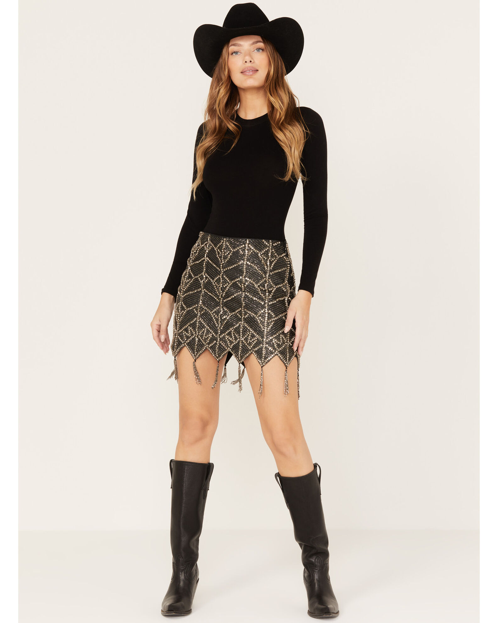 Product Name: Wonderwest Women's Beaded Tassel Mini Skirt