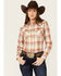 Image #1 - Wrangler Retro Women's Plaid Print Long Sleeve Pearl Snap Western Shirt , Multi, hi-res
