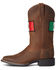 Ariat Women's Distressed Brown Round Up Orgullo Mexicano Performance Western Boot - Wide Square Toe, Brown, hi-res