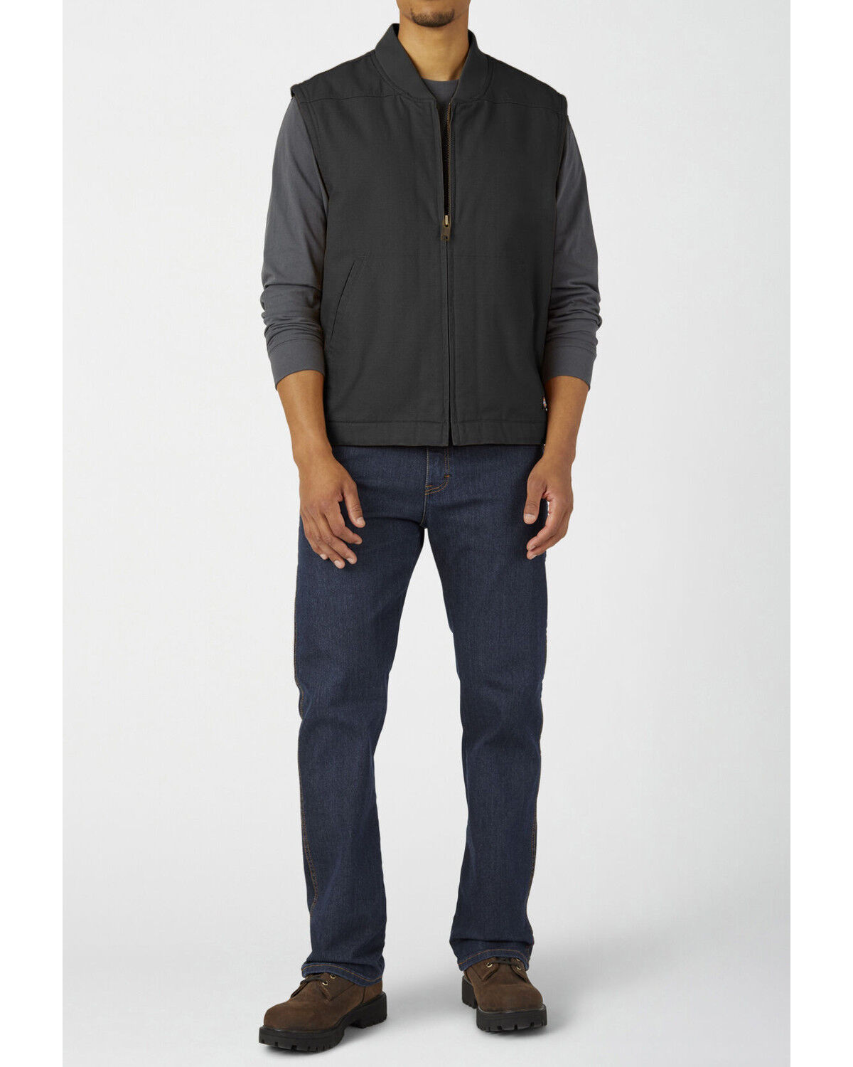 Image #3 - Dickies Men's Rinsed Black Brushed Sherpa Duck Work Vest, Black, hi-res