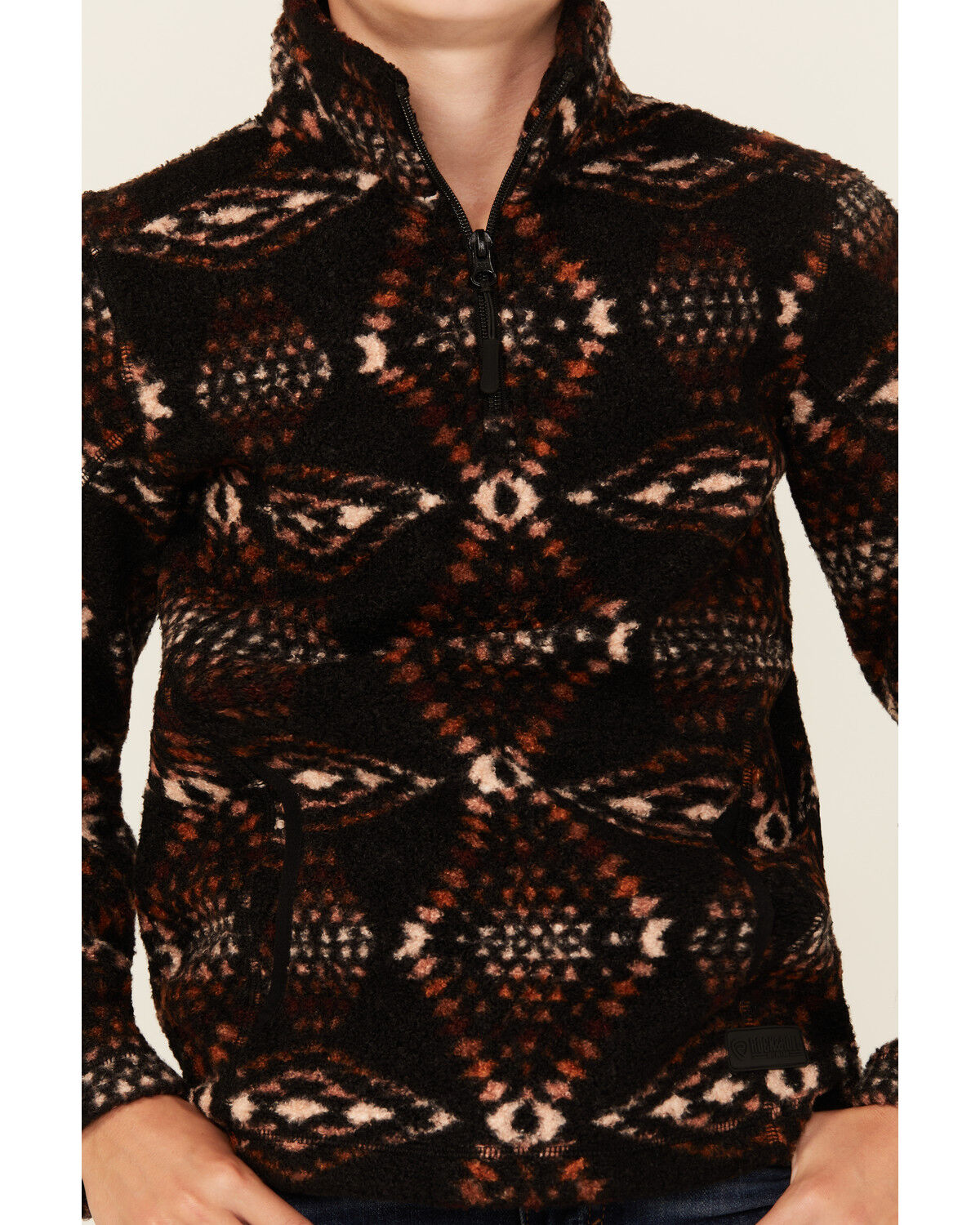 Image #3 - Rock & Roll Denim Boys' Southwestern Print 1/4 Zip Pullover, Brown, hi-res