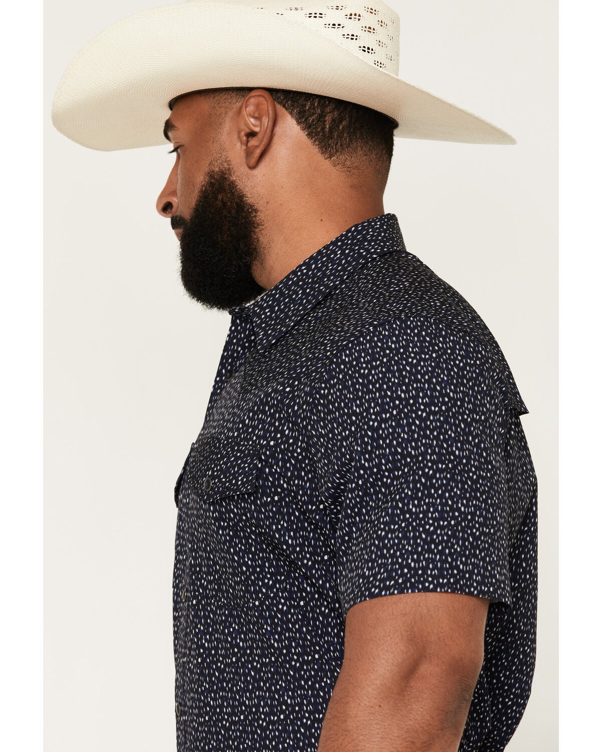 Image #2 - RANK 45&reg; Men's Rodeo Tech 2.0 8 Spec Geo Print Short Sleeve Snap Stretch Performance Shirt, Black, hi-res