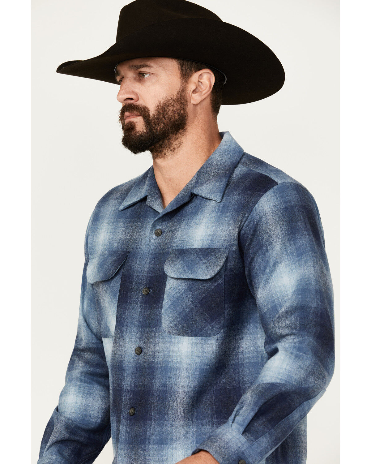 Image #2 - Pendleton Men's Plaid Print Board Shirt, Navy, hi-res